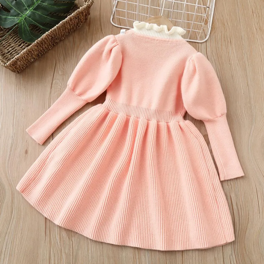 Toddler Girls Autumn and Winter Sweater Dress Knitted Dress Wholesale Girls Dress