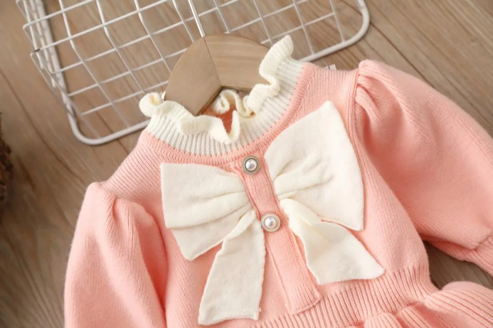 Toddler Girls Autumn and Winter Sweater Dress Knitted Dress Wholesale Girls Dress