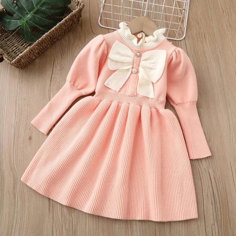 Toddler Girls Autumn and Winter Sweater Dress Knitted Dress Wholesale Girls Dress