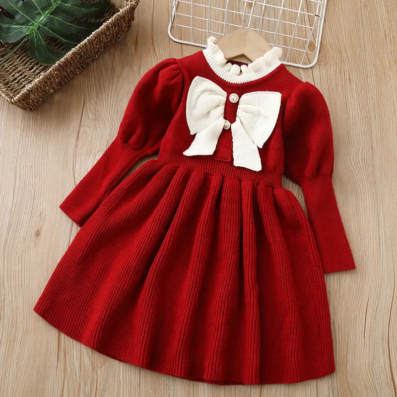 Toddler Girls Autumn and Winter Sweater Dress Knitted Dress Wholesale Girls Dress