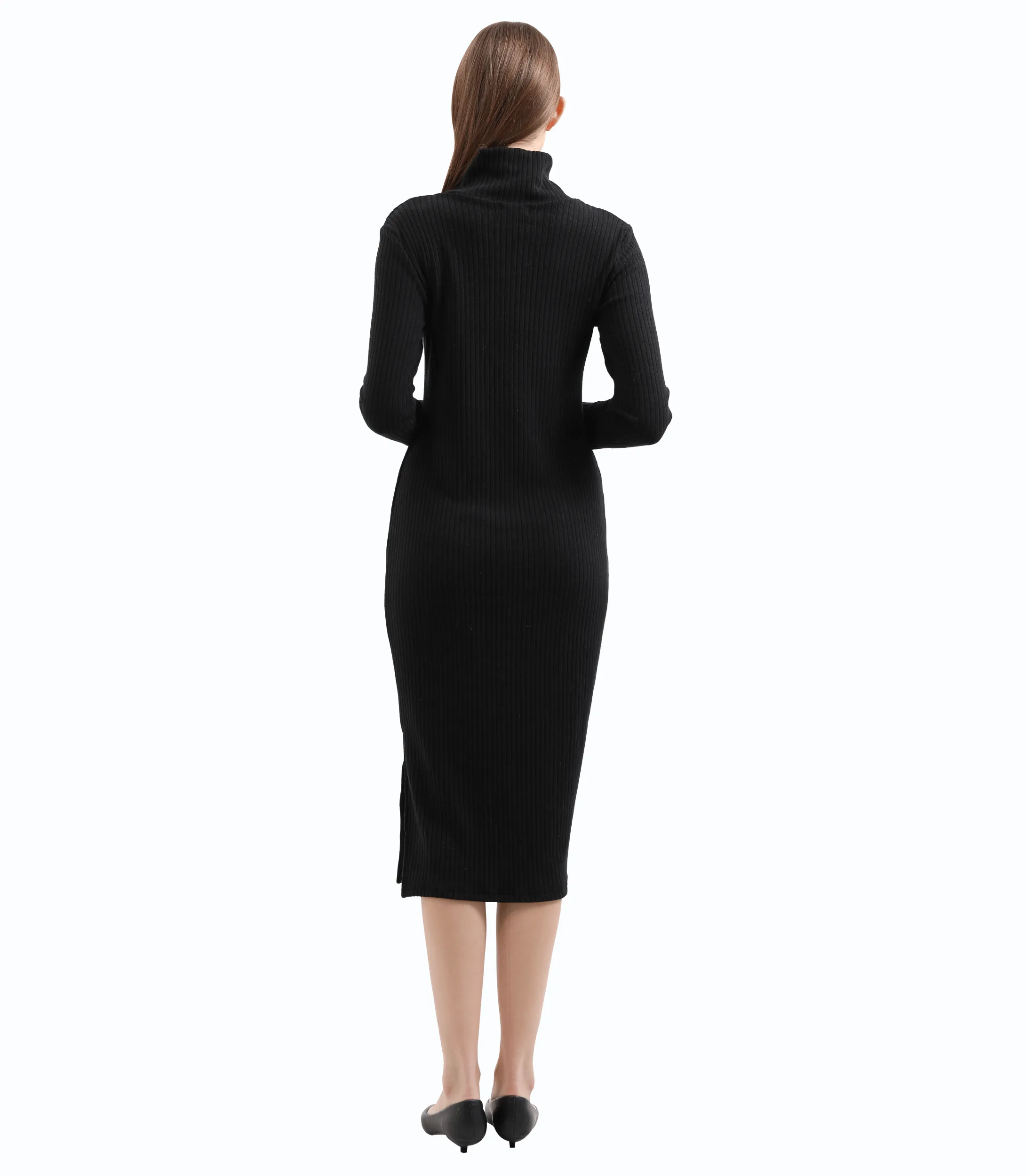 Turtleneck Fitted Maternity Maxi Sweater Dress