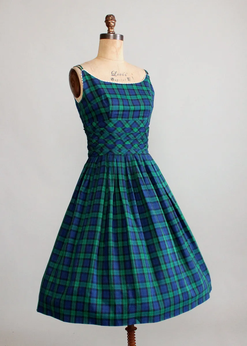 Vintage 1950s Tartan Plaid Sundress and Bolero Jacket