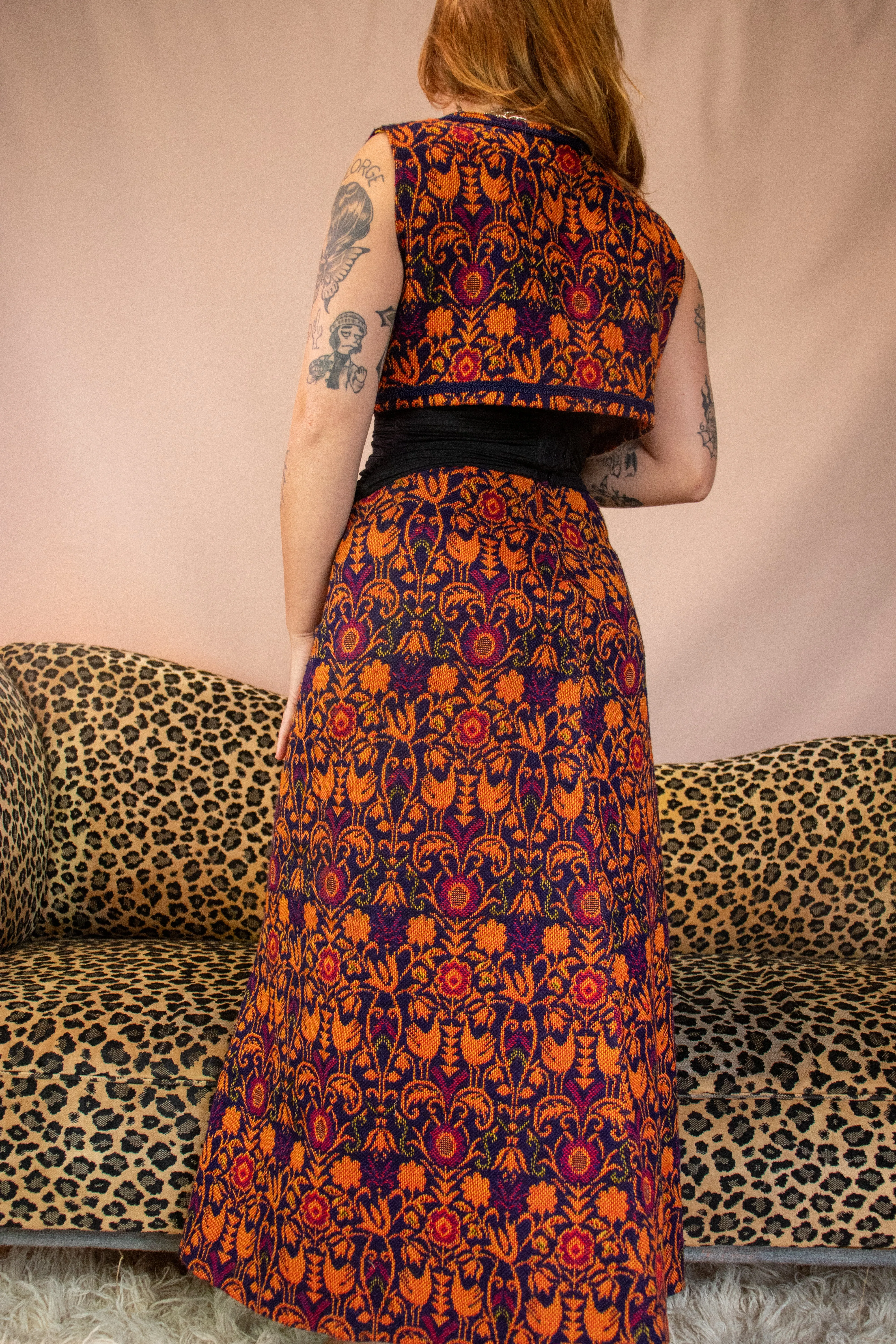 Vintage Tapestry Two Piece Skirt Set