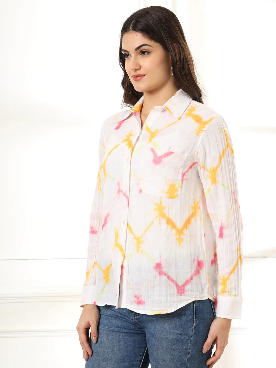 Women Classic Opaque Printed Casual Shirt