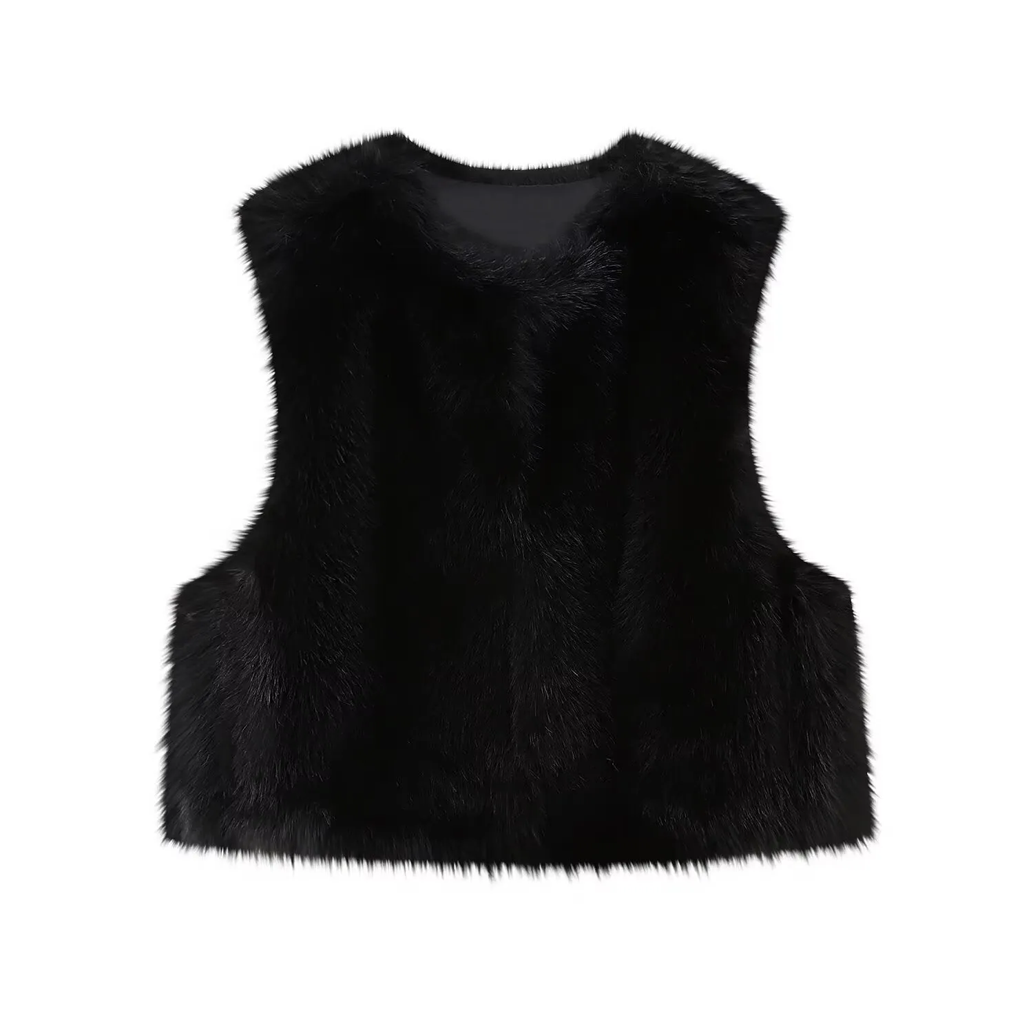 Women Clothing Autumn Winter Street Artificial Fur Effect Short Vest