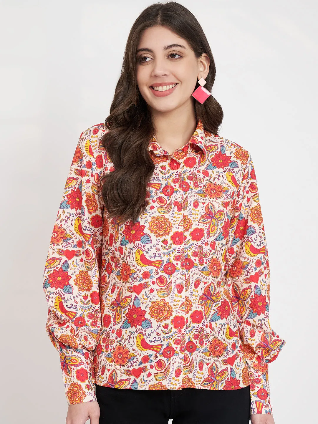 Women Floral Printed Casual Shirt