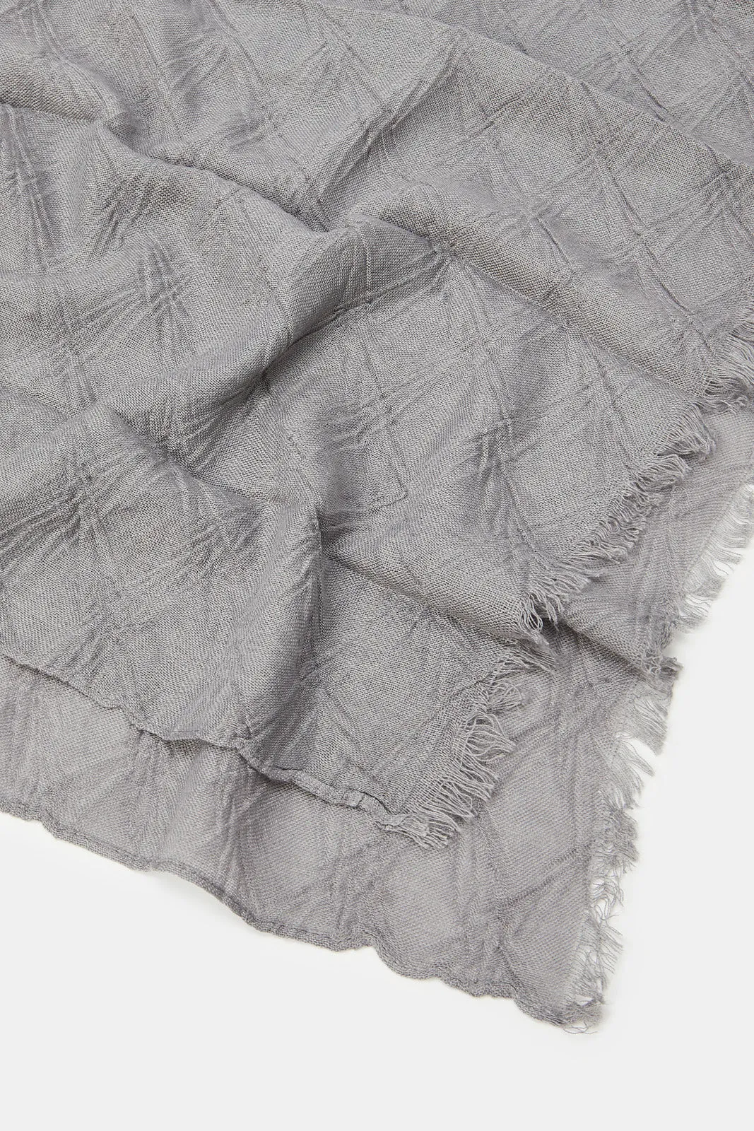 Women Grey Embellished Knitted Scarf