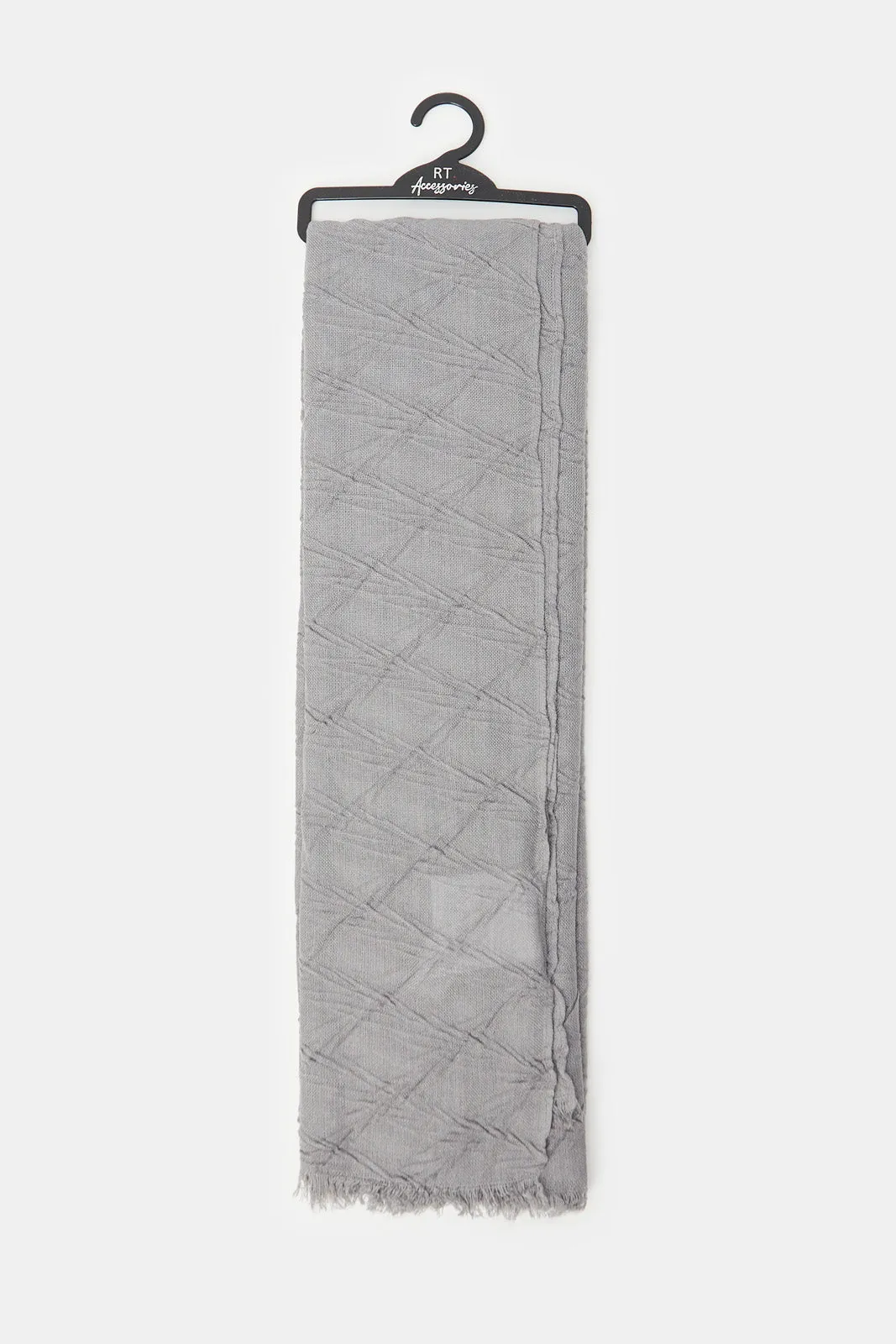 Women Grey Embellished Knitted Scarf