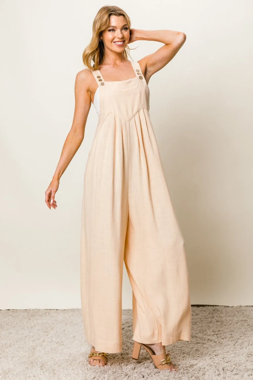 Women's BiBi Texture Sleeveless Wide Leg Jumpsuit