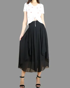 Women's elastic waist pants/chiffon yoga skirt pants/oversized pants/wide leg trousers(K1710)