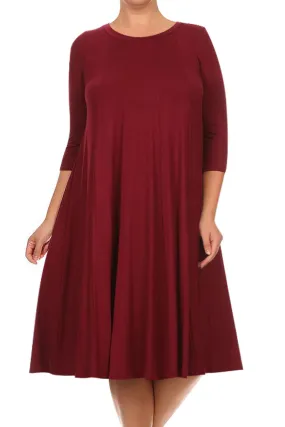 Women's Plus Size Casual  A-Line Pleated Maternity Dress