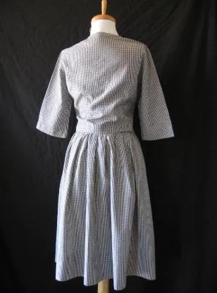 Women's Vintage 50s Skirt Suit Outfit Jacket Rockabilly Gingham Cotton Small VFG