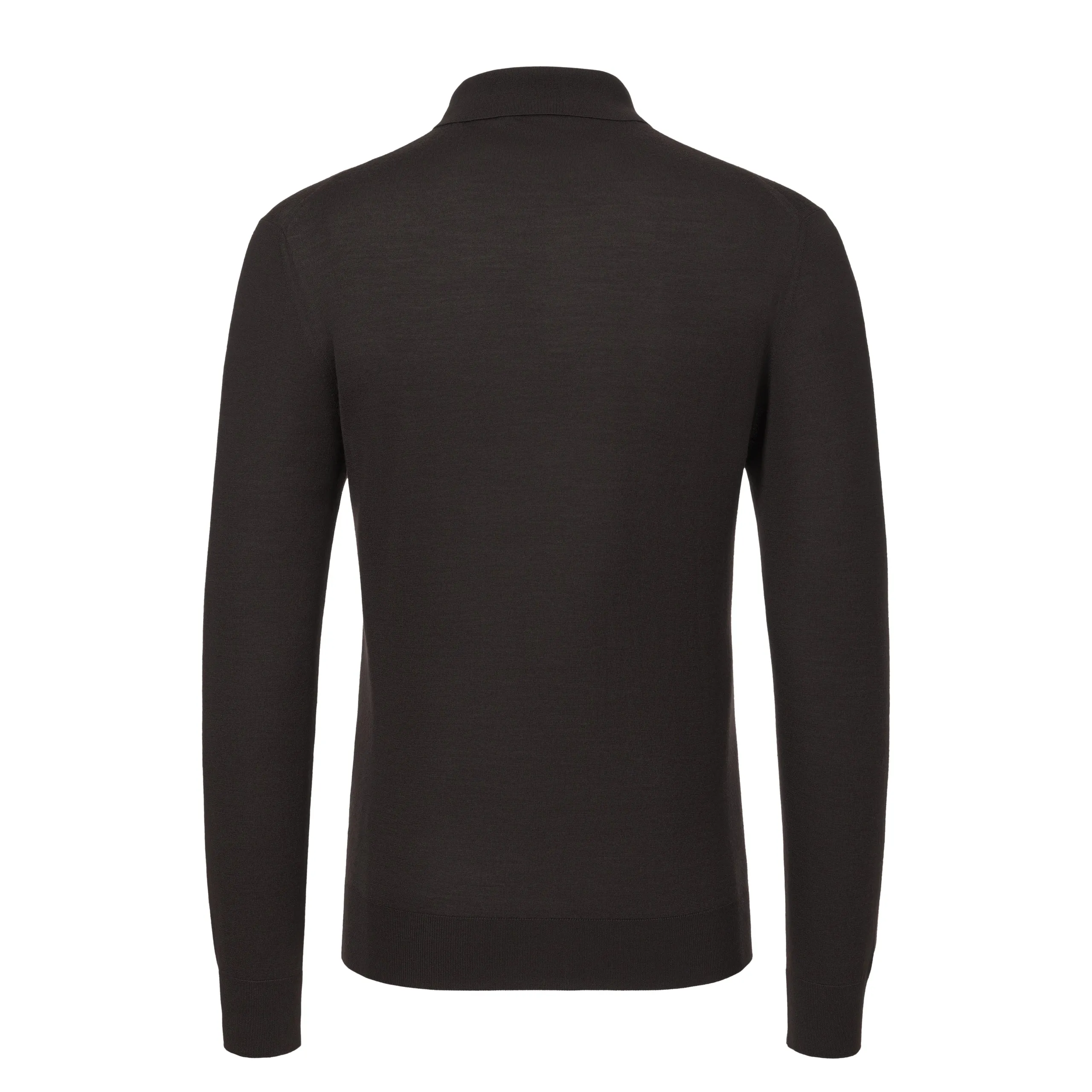 Wool Sweater Polo Shirt in Dark Brown