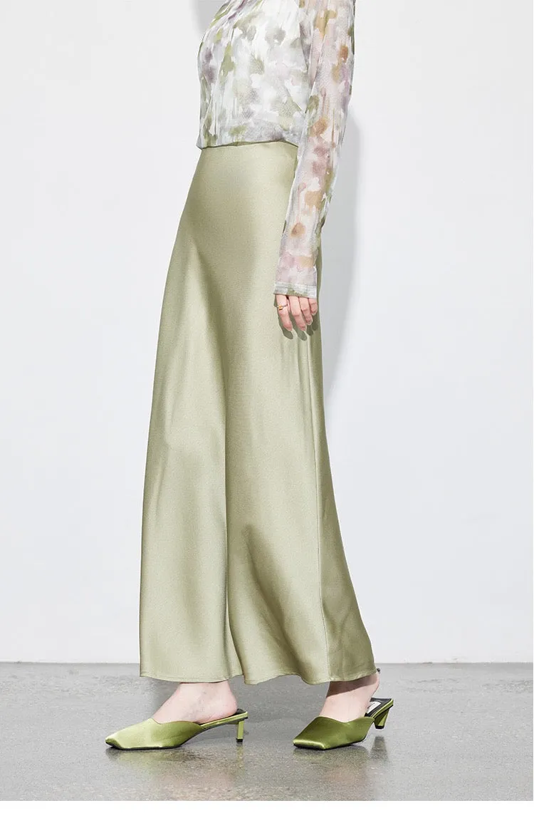 Zen Satin Bias Cut Maxi Skirt