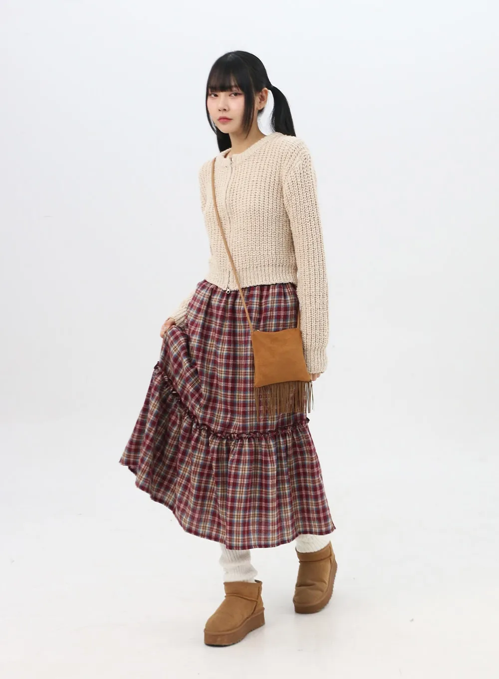 Zip-Up Waffle Knit Sweater IN314